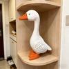 Миниатюрная статуэтка белого гуся Мини-фигурка гуся Скульптура животного из смолы Украшение для стола в доме, офисе, саду