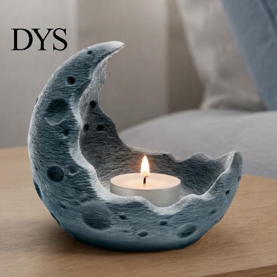 Светящийся держатель для ночника, 3D-печатный держатель для свечи в виде луны, Современный подсвечник в форме полумесяца, Реалистичный минималистичный декор интерьера, Лунная текстура, Атмосферный