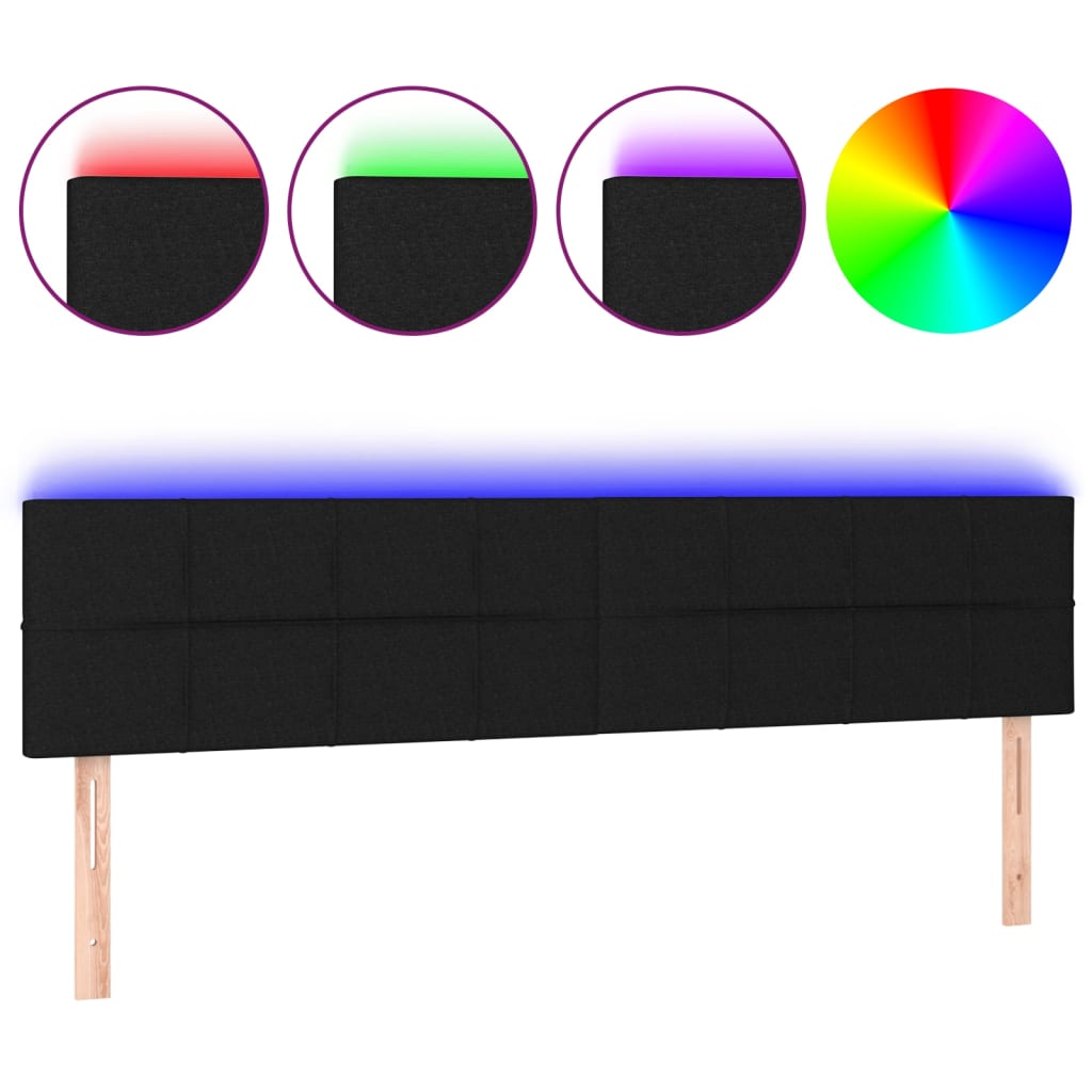 Vidaxl Zagłówek Do Łóżka Z Led, Czarny, 200X5X78/88 Cm, Tkanina