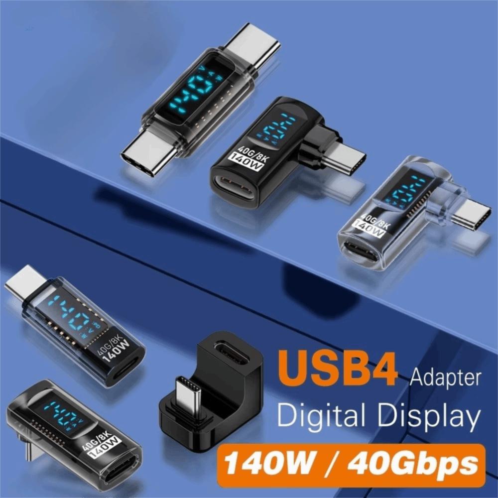 90 Degree USB-C Adapter Right Angle LED Display Type C Adapter Digital Display 40Gbps USB4 Type C Adapter Rapid Charging