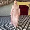Polyester Pleated Dress With Long Sleeves For Elegant Women Spring