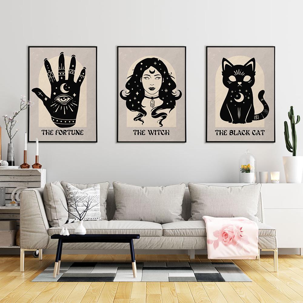 Witch Tarot Poster Abstract Celestial Canvas Painting Bohemian Astrology Art Printing Scandinavian Mural Living Room Decoration