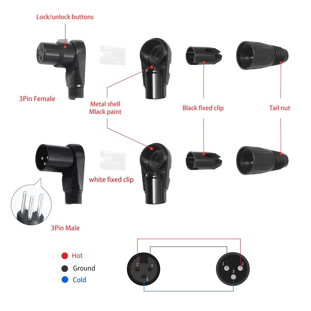 Регулируемый адаптер для подключения XLR, угловой 3-контактный разъем XLR «мама/папа» для профессионального аудио и DJ-оборудования