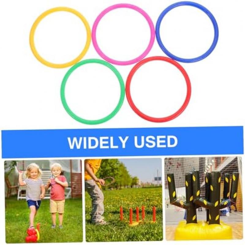 TOBBOMEY 48 Pcs Thick Plastic Toss Rings, Random Colors, Tossing Game for Kids and Adults, Indoor Outdoor Party Carnival