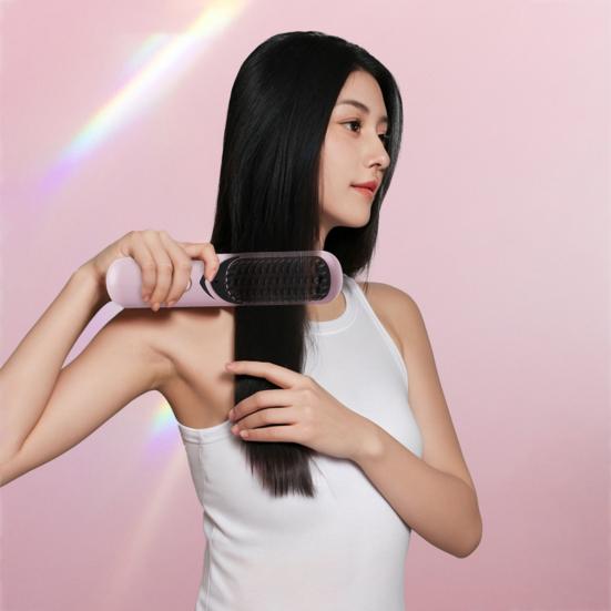 Беспроводной выпрямитель для волос с 3 регулируемыми температурами, быстрый нагрев, портативная дорожная горячая щетка с отрицательными ионами, электрическая расческа для укладки вьющихся волос, распутывающая их