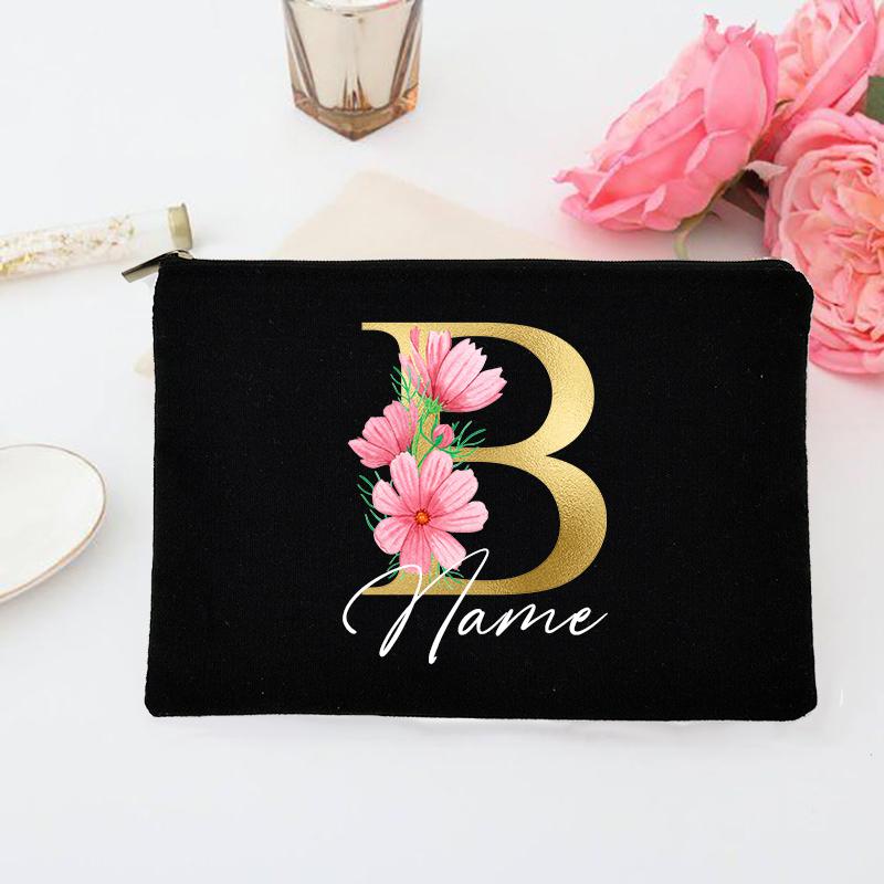 Personalized Makeup Bag Custom Initial with Name Bridal Cosmetic Case Monogram Toiletries Pouch Wendding Gifts for Bridesmaid