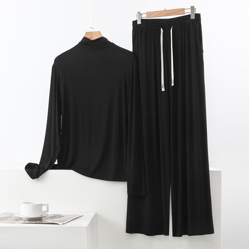 Женский пижамный комплект с высоким воротником и длинным рукавом с защитой плеч - Мягкий, гладкий, больших размеров, летняя одежда для сна