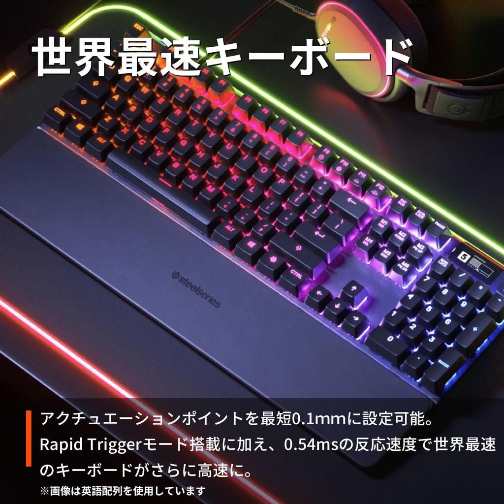 SteelSeries Игровая клавиатура Rapid Trigger Проводная японская раскладка Магнитный датчик Холла Переключатель OmniPoint Органический EL-дисплей Apex Pro JP 64629