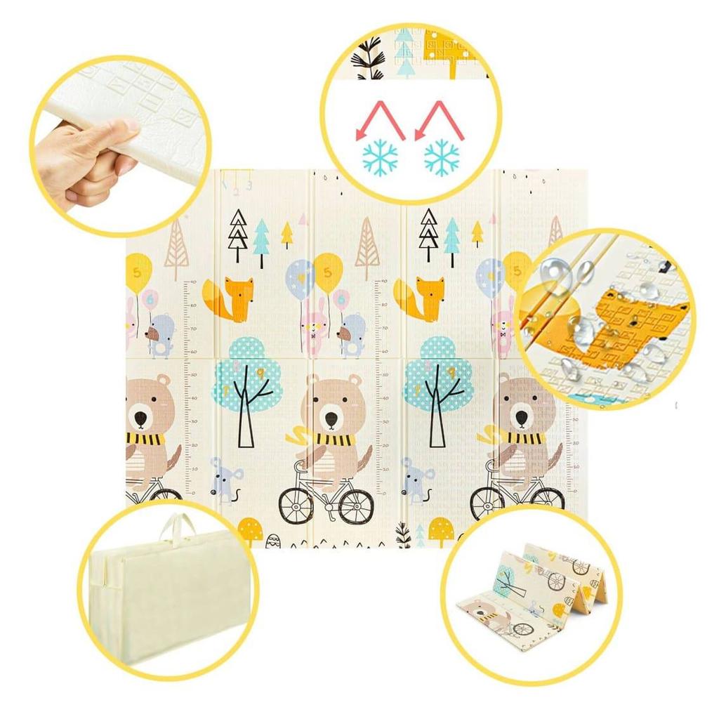 Складной коврик из пены 10 мм "Мишка на велосипеде" 200 х 180 см