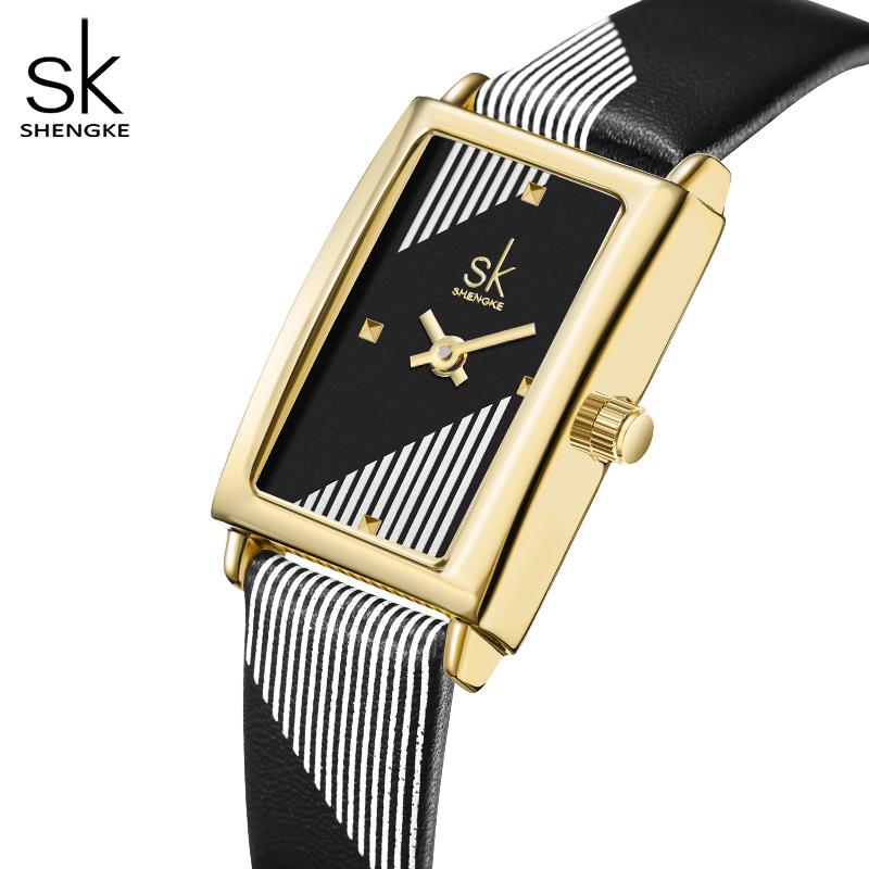 SHENGKE Новый дизайн, часы для женщин, белые прямоугольные женские наручные часы, элегантный кварцевый механизм, лучшие подарки, часы для жены, друга, семьи