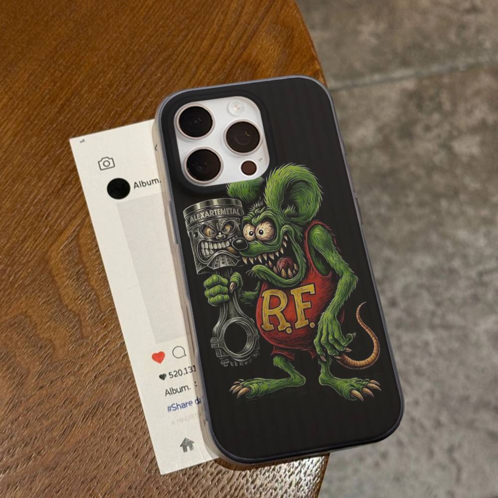 Забавный Rat Fink Для IPhone 15 16 17 14 13 12 11 Pro Max 16E 16 Plus 17 Air Гофрированный Ударопрочный Чехол для Телефона