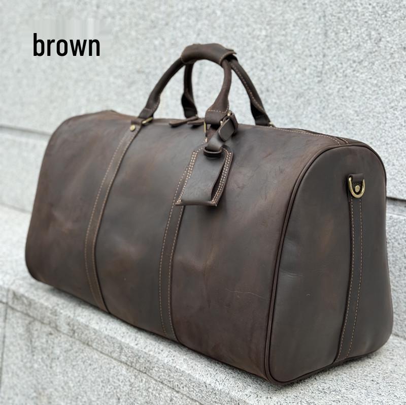 Мужская кожаная дорожная сумка с отделением для обуви - Винтажная кроссбоди ручная кладь