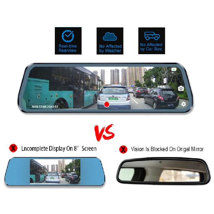 Mirror Camera for Car Touch Screen  Video Recorder Rearview mirror Dash Cam Front and Rear Camera Mirror DVR Black Box