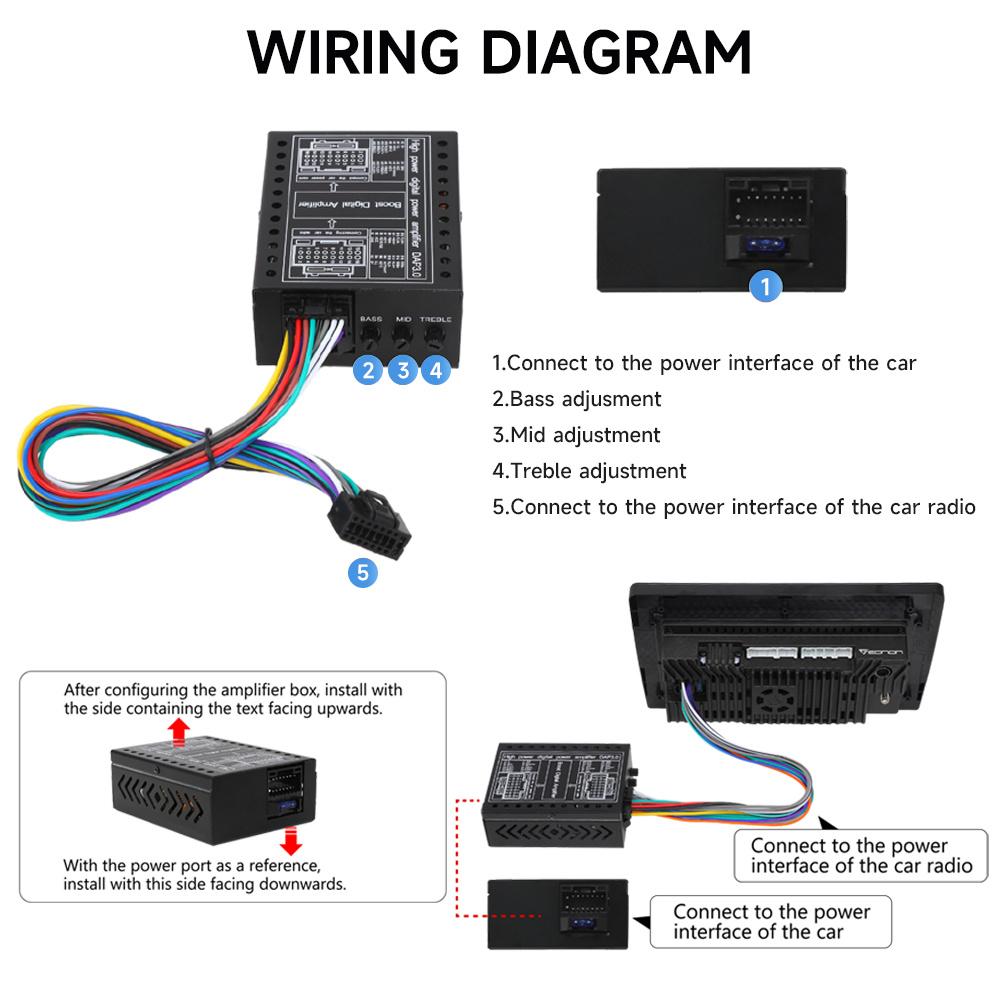 16-контактный усилительный блок для автомагнитолы Android послепродажного обслуживания, стерео, навигационного устройства, 4 канала * 50 Вт