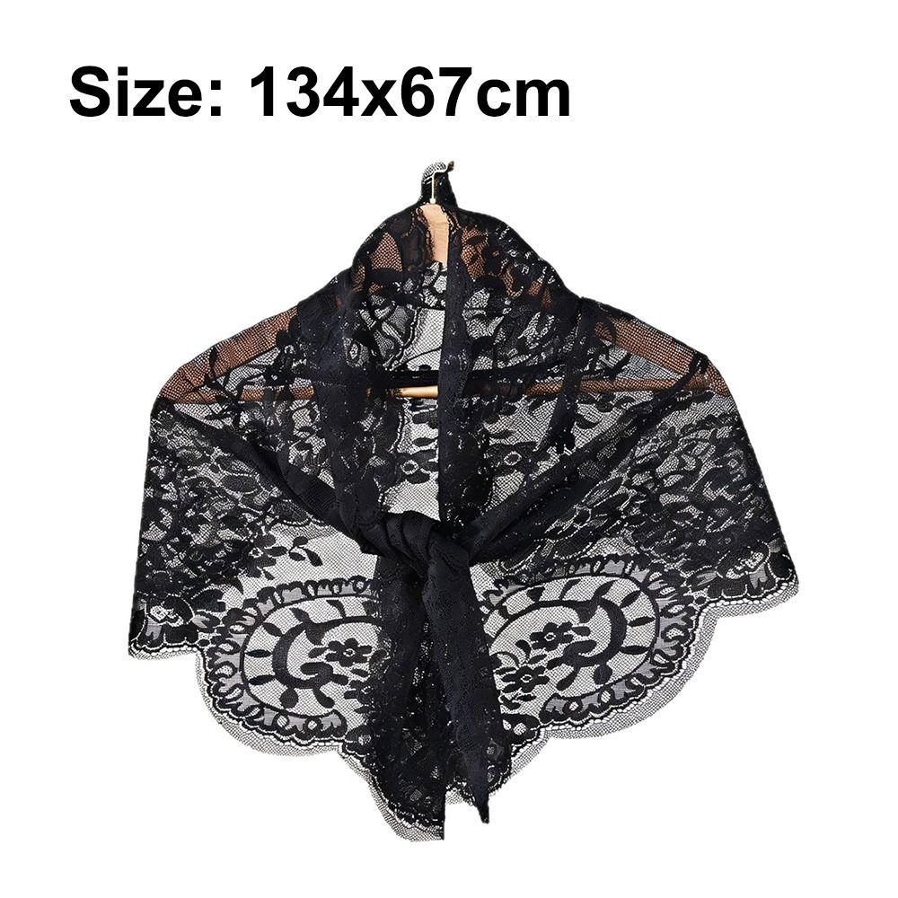 Fashion Vintage Lace Flower Shawl Thin Cute Hair Scarf Chic Style Bohemian Triangle Head Scarf Pastoral Style