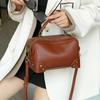 Soft Leather Messenger Small Bag Versatile Single Shoulder Leather Women's Bag First Layer Cowhide Portable Small Square Bag