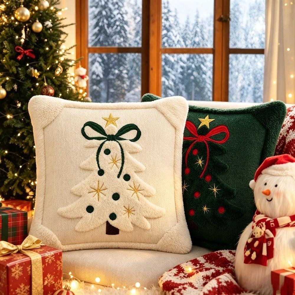 Plush Fabric Christmas Throw Pillow Cover Soft Texture Decorative Pillow Cover Home