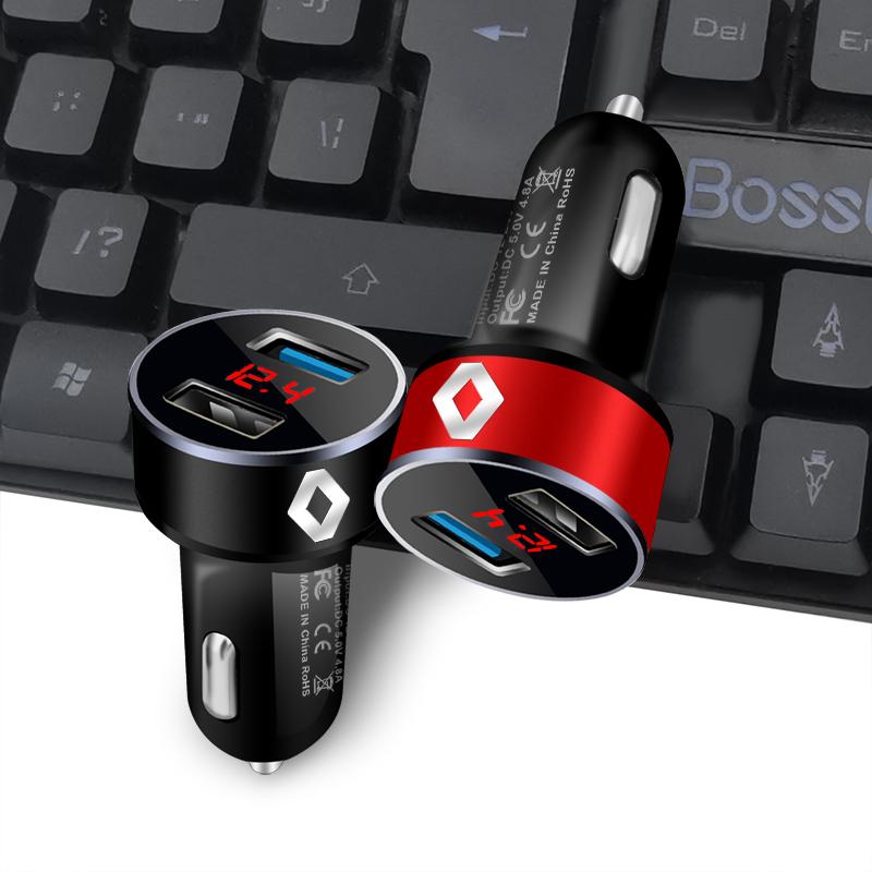 Автомобильное зарядное устройство 2 USB порта Быстрая зарядка Цифровой дисплей Автомобильные аксессуары Для Renault Dacia CLIO MK3 3 III MEGANE MK2 SCENIC MK2 5