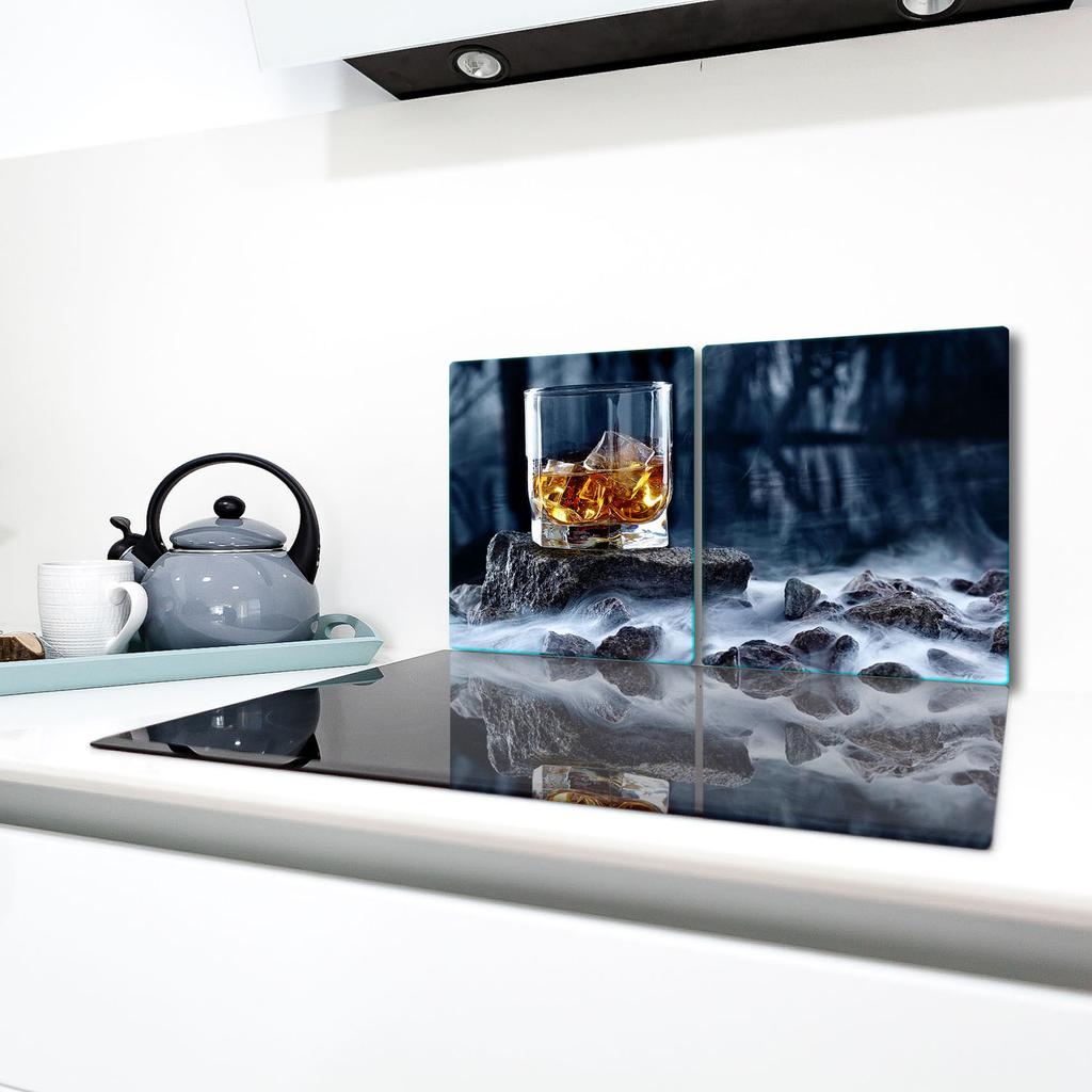 2x GLASS PROTECTIVE PLATE FOR STOVE 40x52 WHISKY