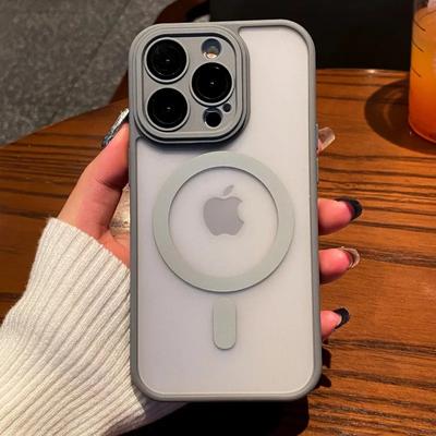 Роскошный матовый прозрачный бронированный противоударный чехол для iPhone 16 15 14 13 12 11 Pro Max 16 Plus для беспроводной зарядки Magsafe с магнитным чехлом