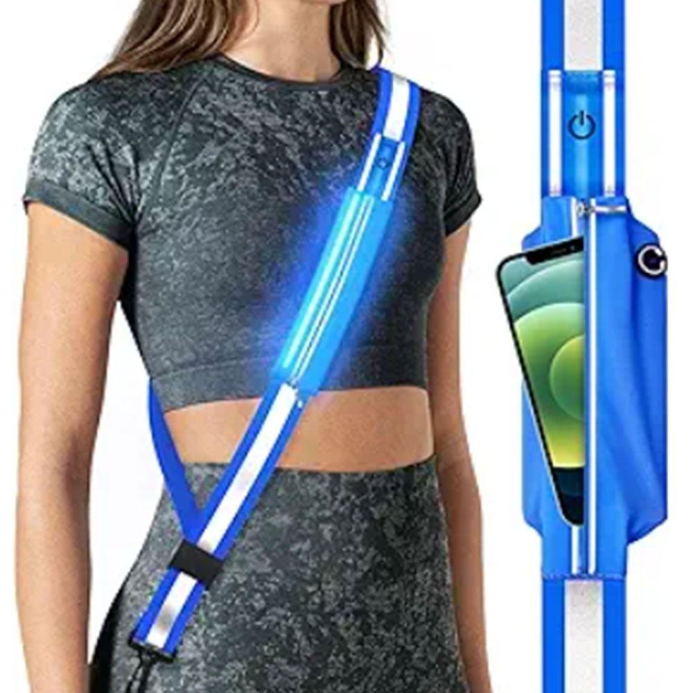 Night Safety Running Crossbody Bag Luminous LED Shoulder Straps Sport Reflective Belt Walking