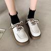 Fashion Small Leather Shoes for Women New Single Shoes Platform Muffin Tie Round Head Mary Jane Shoes for Women