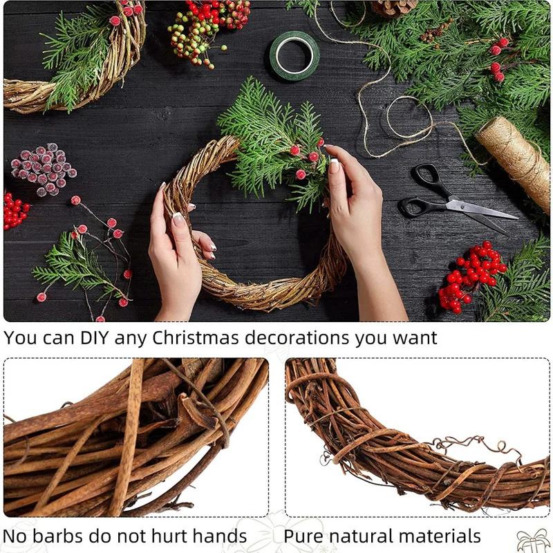 10 см DIY ротанговые кольца (4 / 8шт) - Натуральные круглые основы для цветочных венков, идеально подходят для рождественских, свадебных и домашних украшений