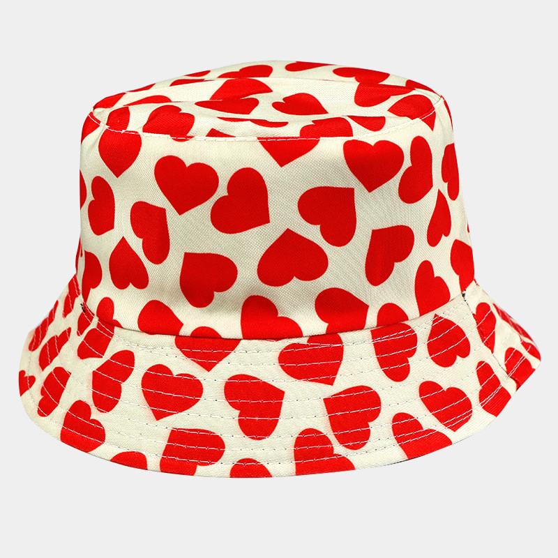 Heart Love Reversible Fisherman Hat For Summer Sun Protection Breathable Cute Outdoor Accessory