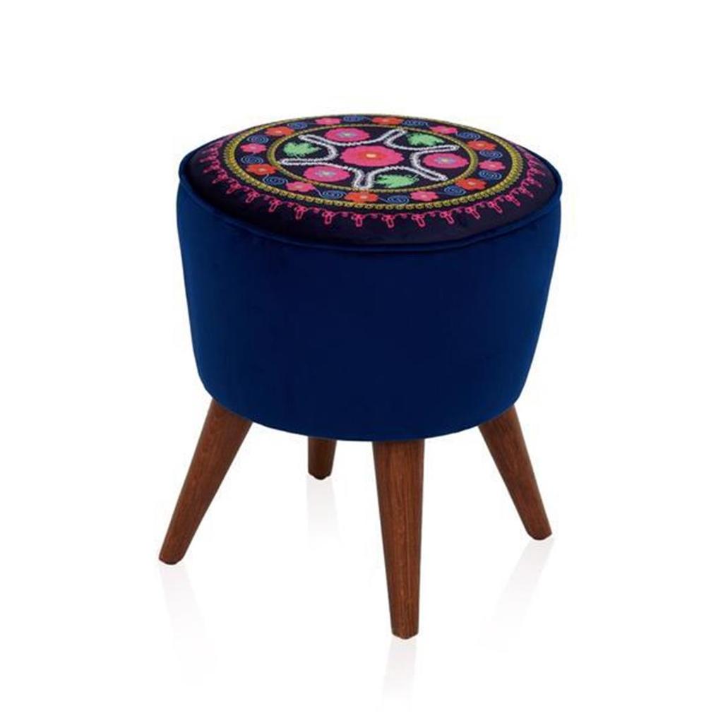 Just Home Ретро Круглый Этнический Пуф Разноцветный