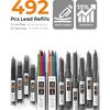 Mechanical Pencil Set with Case 37 Count, Drawing Pencils 0.3, 0.5, 0.7, 0.9MM & 2PCS 2MM Sketching Pencils with 492PCS Lead Refills (6B 4B 2B HB 2H