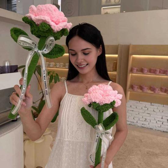 Большой вязаный крючком цветок Ручная работа Вязаный крючком букет из роз/подсолнухов Искусственный вязаный цветок Подарок на день рождения, годовщину для матери, жены, подруги