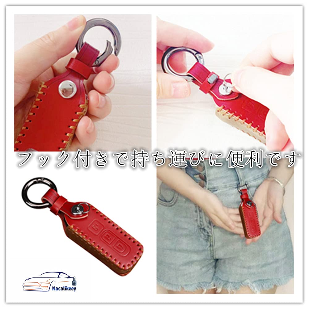 Key Case for Honda and Leather Smart Key Key Prevents and Honda Keyless [Nacalikeey] N-BOX N-ONE N-Wagon, Case, Cover, Stylish, Dirt, Slippage,