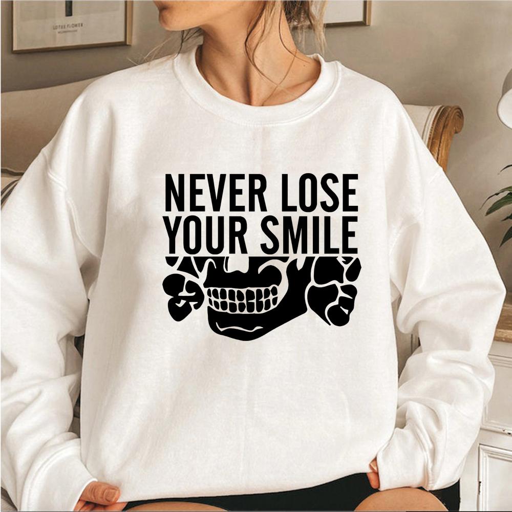 Толстовка Never Lose Your Smile Никогда не теряй свою улыбку Череп Смешная толстовка Мужчины Женщины Круглый вырез свитер Уличная одежда Пуловеры
