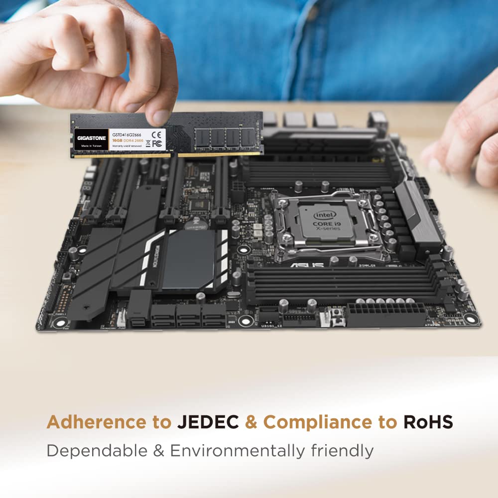 Gigastone 16GBx4 DDR4 2666MHz or CL19 UDIMM 288 Pin Unbuffered PC Desktop Only Memory Module Upgrade [Memory DDR4] (64GB Kit) (2400MHz 2133MHz)