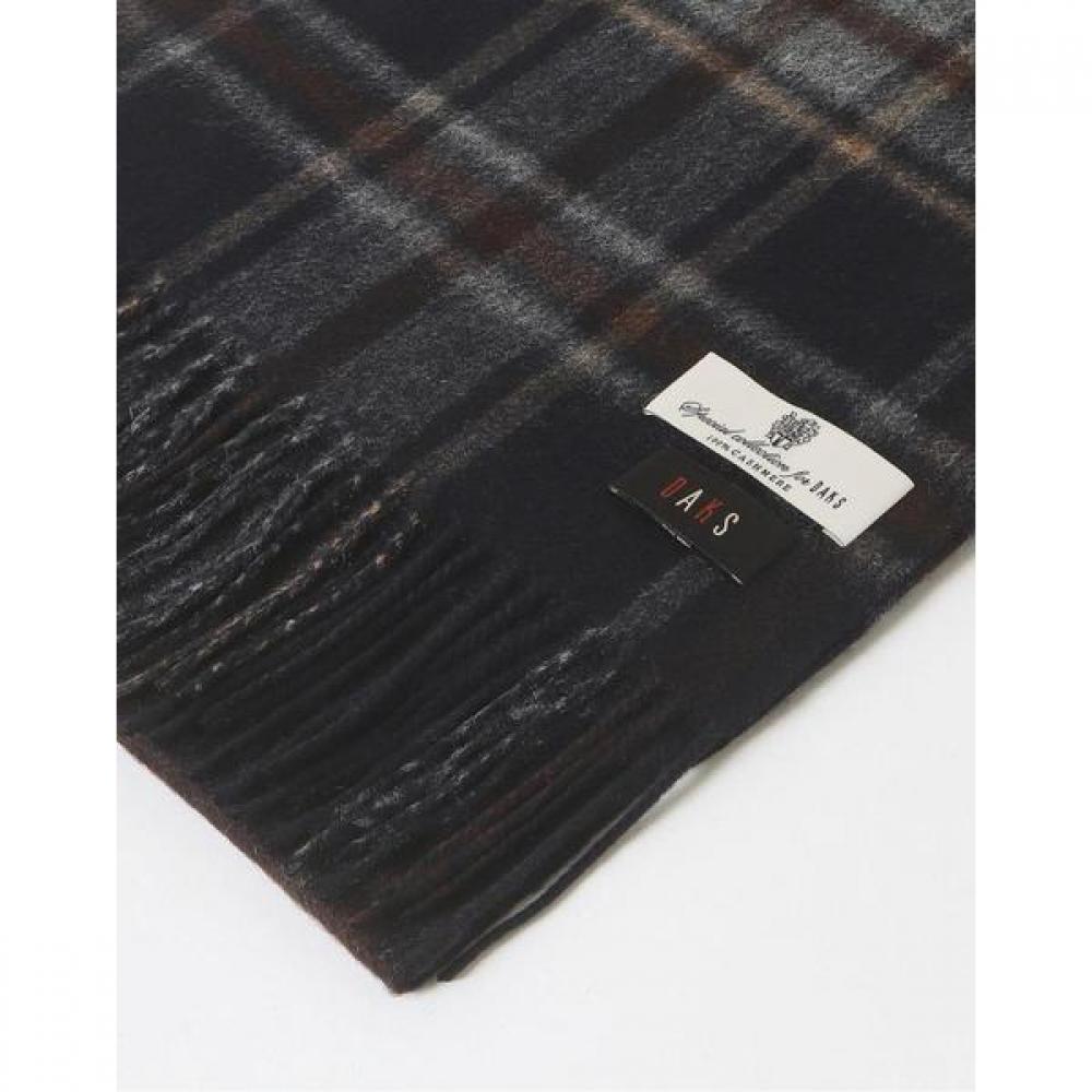Daks Unisex Dark Gray Check Cashmere 100 Reversible Scarf Dbmu2f706