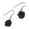 [N2981] - Black 'Rosa Romantica' Silver Earrings