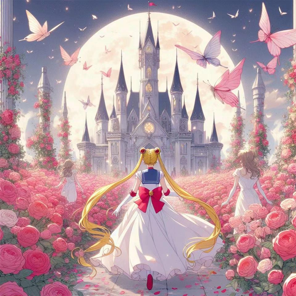 Japanese Anime 5D Diamond Painting Set Cartoon Girl Castle Diamond Embroidery Handmade DIY Mosaic Home Decoration