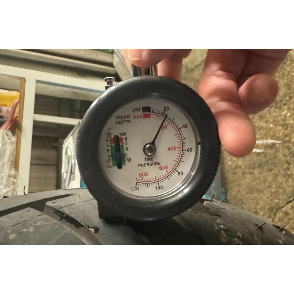 PLOT Compact Air Inflator Gauge for Motorcycles with Tire Groove Measurement Long Compatible with 120 Depth Gauge High Durability Stainless Steel Mesh