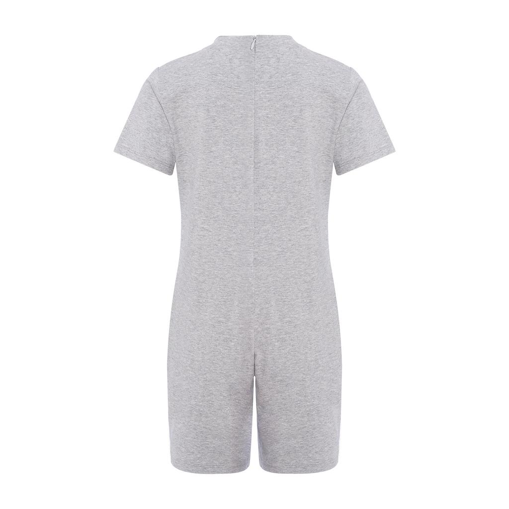 Детская одежда для особых нужд Комбинезон с круглым вырезом и коротким рукавом Невидимая молния сзади Однотонный Адаптивная одежда Комфортный наряд