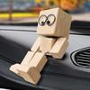 Wooden Man Figurine Shaking Feet Wooden Human Figure Funny Sculpture Dashboard Movable Ornament Car Dashboard Decoration Doll
