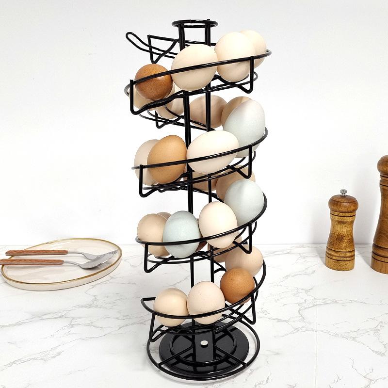 1pc Iron Spiral Design Metal Egg Dispenser, Rotating Storage Shelf Egg Carton, Storage Display Shelf