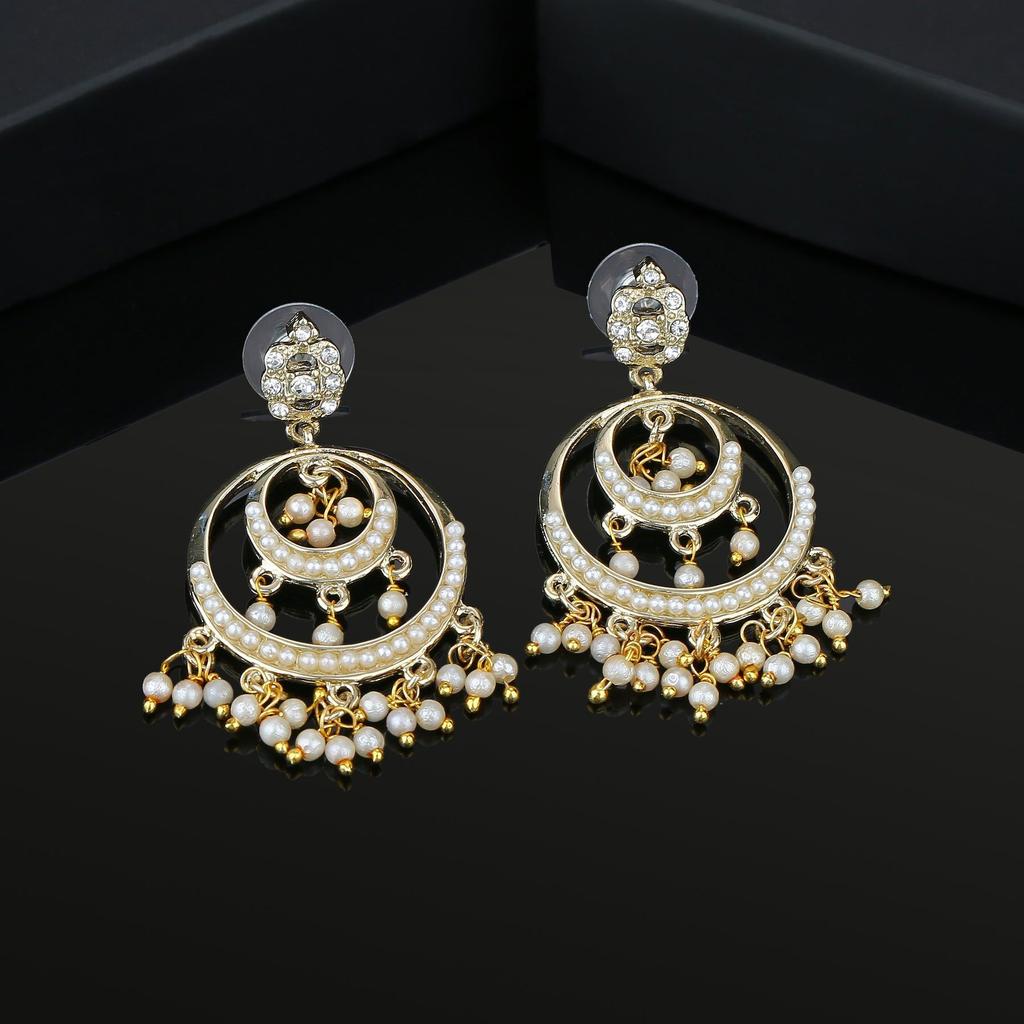 Позолоченные традиционные круглые дизайнерские серьги Estele для стильных женщин и девочек