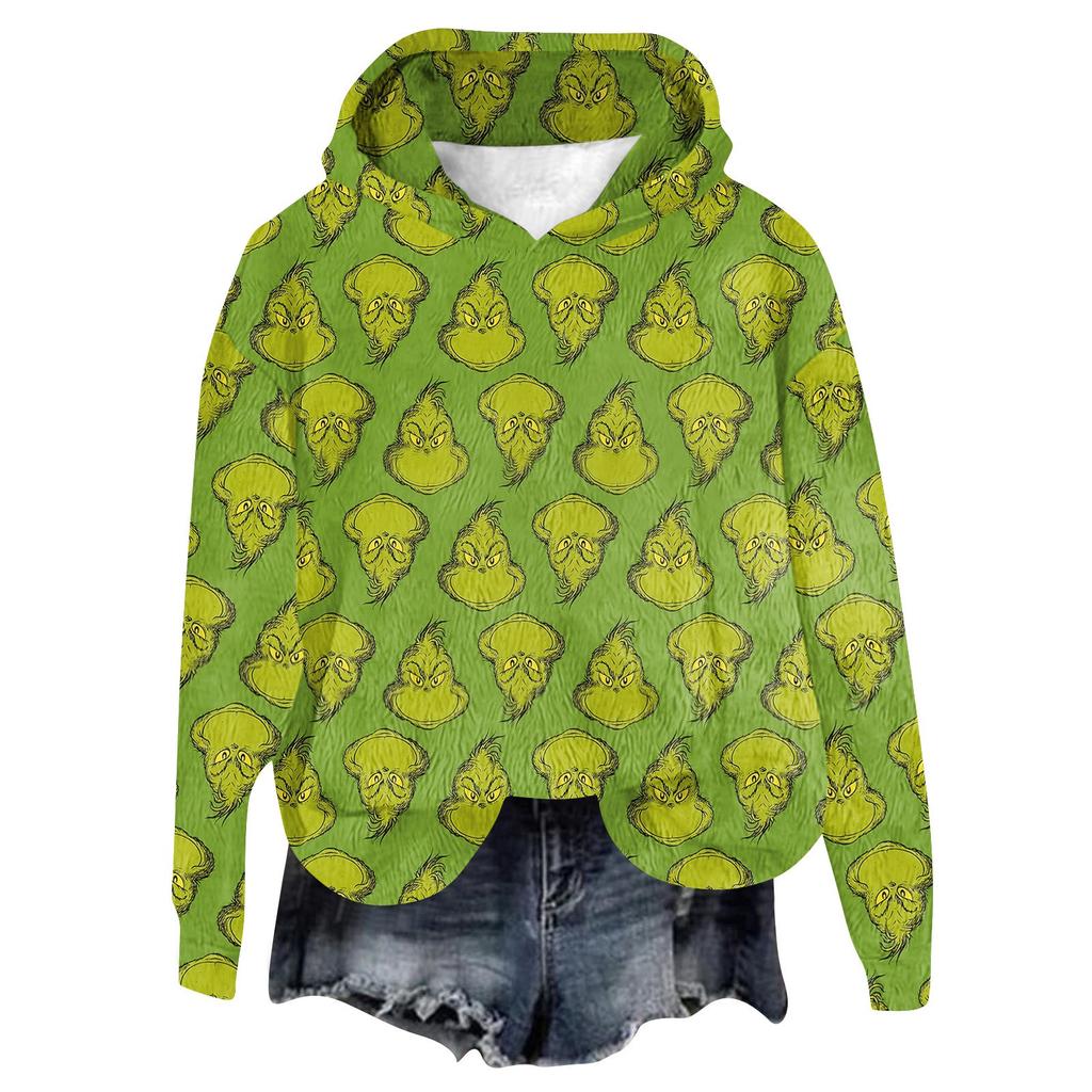 Женская фланелевая толстовка с капюшоном и длинными рукавами с рождественским принтом