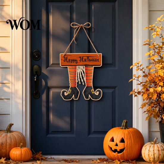 Durable Halloween Party Decor Pumpkin Door Hanging Decor, Spooky Festive Wall Ornament for Scene, Front Entryway Decoration, Trick or Treat Home Gift