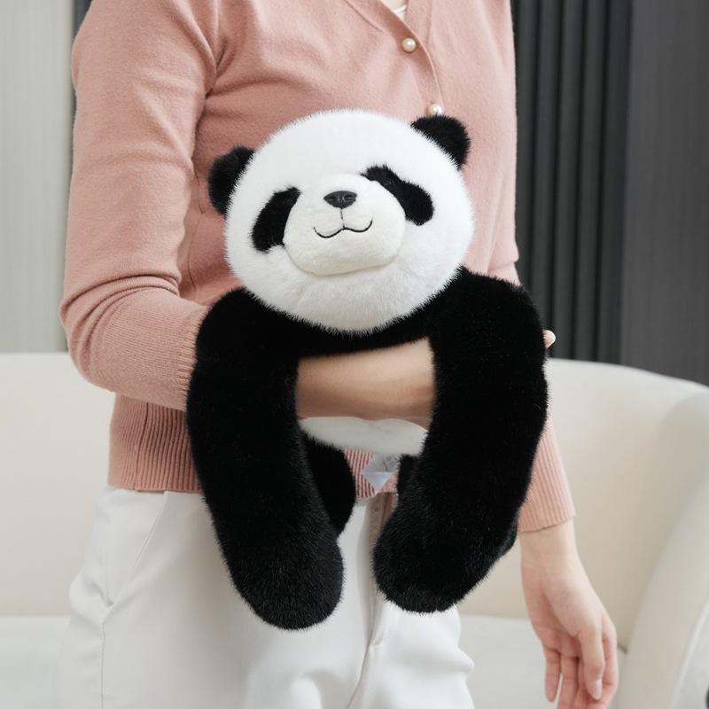 Creative Panda Stick Cute Cartoon Handheld Plush Doll Scenic Souvenir Long Bamboo Panda Gift Doll