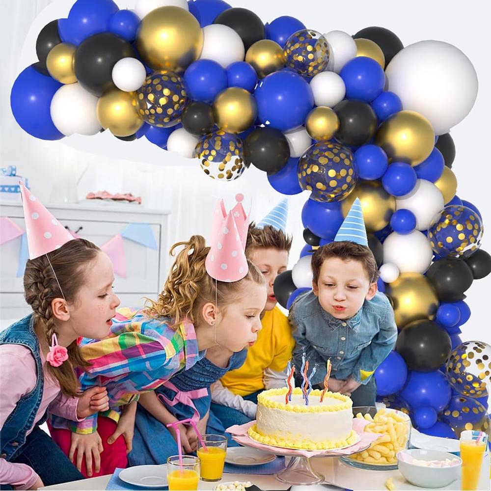 Black Royal Blue White Balloon Arch Kit Metal Gold Confetti Balloons Garland Wedding Graduation Birthday Party Baby Shower Decor