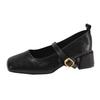 Fashion temperament French retro square head shallow mouth single shoes women's 2025 new spring and autumn skirt Mary Jane small leather shoes