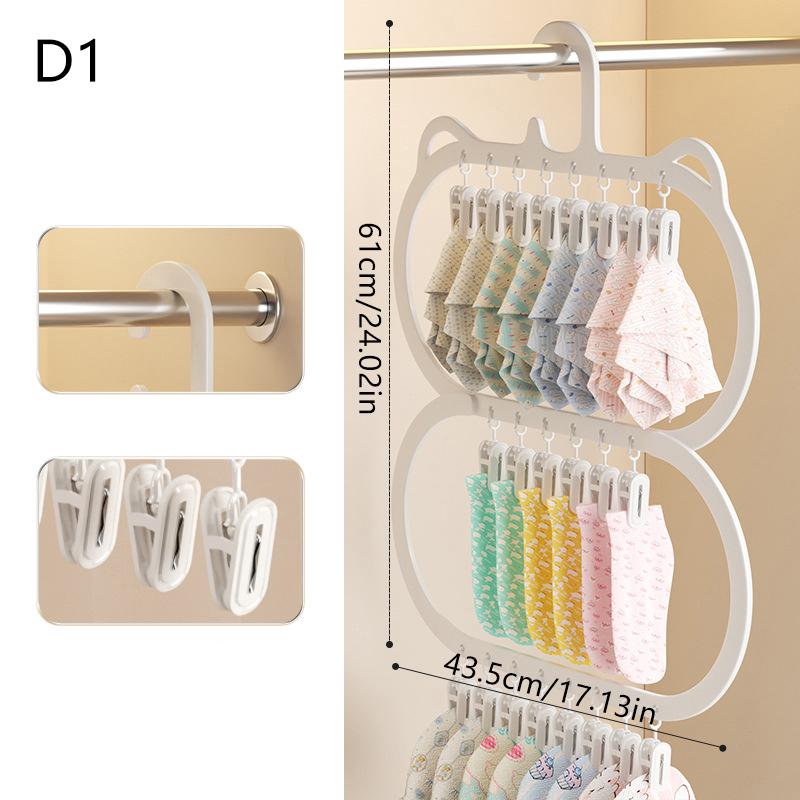 Multi-Clip Sock Drying Rack Multi-Functional Removable Space-Saving Socks Underwear Baby Saliva Towel Household Storage Rack