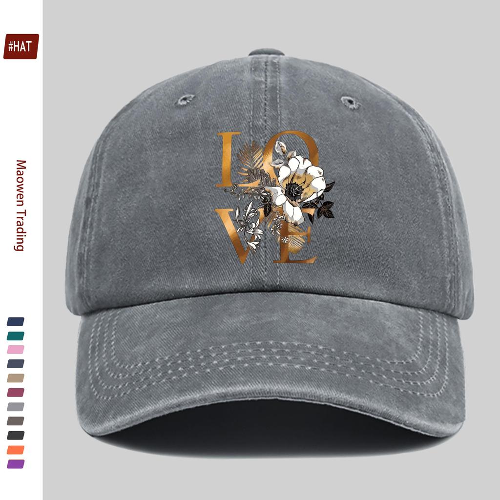 pc pcs Adjustable Trucker Baseball Cap with LOVE Print Watercolor Floral Design Lightweight Suitable for Men Women Mult