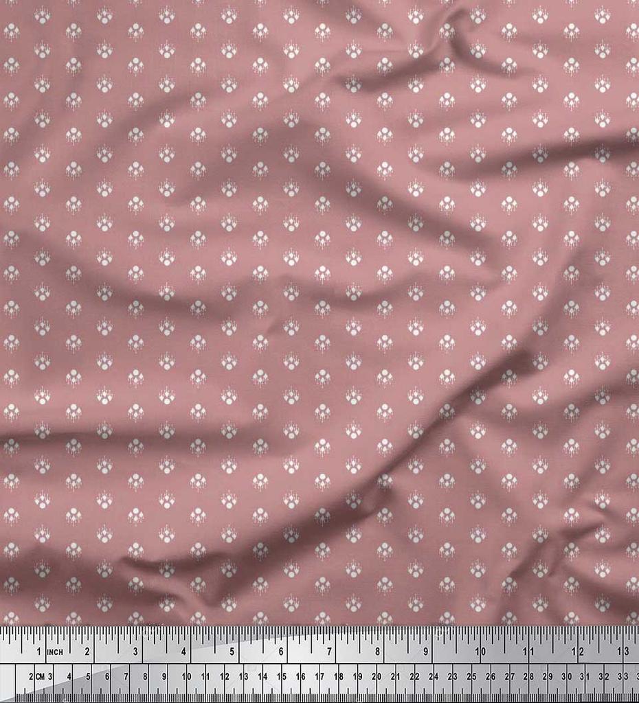 Soimoi Japan Crepe Satin Fabric Dot & Ikat Small Motif Shirting Print Fabric by the Metre 42 Inch